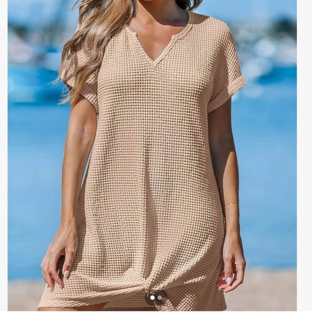 Cupshe Beige Waffle Knit Swim Cover-Up